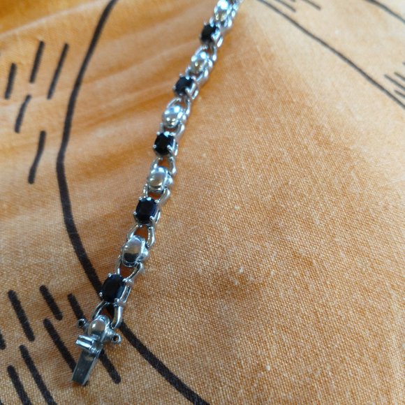 Silver Bracelet with Black Garnets (Melanites) - Picture 7 of 11